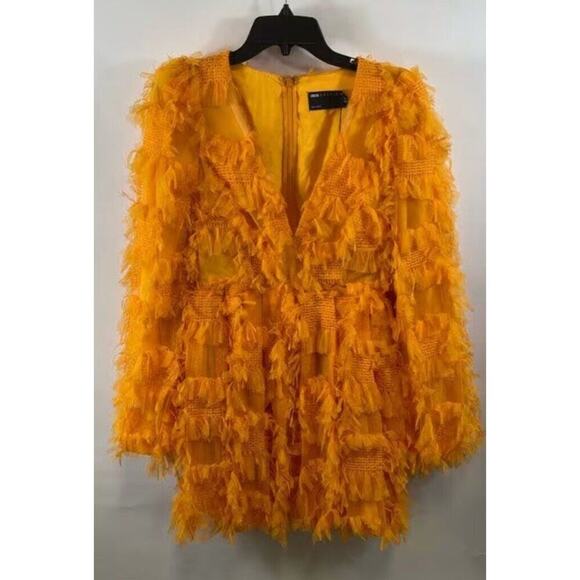 ASOS NWT ASOS Edition Womens Orange Textured Mesh Mini Dress 4 - Picture 1 of 1